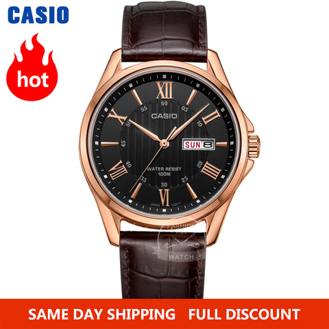 Hombres de reloj Casio marca de fábrica superior situado a hombres de cuarzo reloj de 100m impermeable rosa de oro reloj que relojes deporte militar muñeca reloj Simple elegante relogio masculino erkek kol saati montre ► Foto 1/5