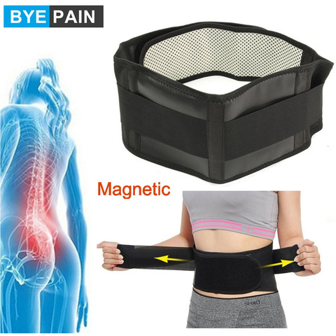 BYEPAIN-Cinturón de soporte para la cintura, turmalina, autoterapia, Calefacción magnética, Lumbar, soporte de cintura, banda doble ajustable ► Foto 1/6