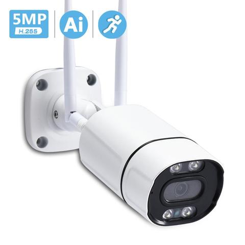 IP Cámara wifi de 5MP con visión nocturna para el hogar, dispositivo de seguridad CCTV con visión nocturna infrarroja a Color 1080P HD, con Wifi y detección humana de inteligencia artificial para exteriores ► Foto 1/6