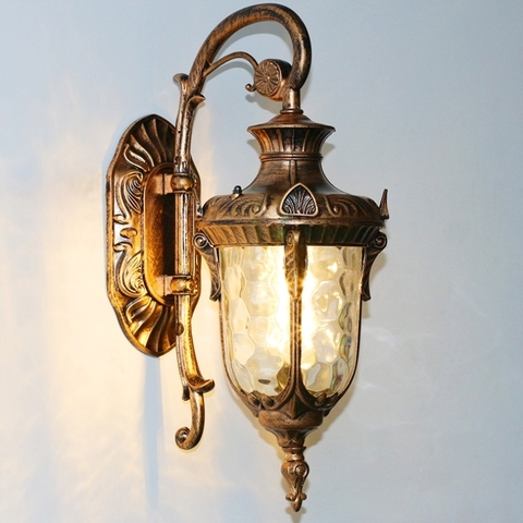 Lámpara de pared Exterior europea estilo americano luz Exterior Retro impermeable O luces de jardín ► Foto 1/6