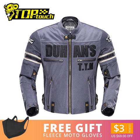 DUHAN Chaqueta de Moto de verano Chaqueta de Moto transpirable para hombre Chaqueta de Moto de malla Chaqueta de Moto con protector desmontable ► Foto 1/5