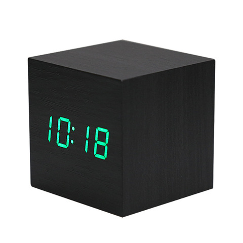 Reloj despertador LED de madera con Control de voz, termómetro de escritorio, Retro, Digital, alimentado por USB, decoración de mesa luminosa ► Foto 1/6