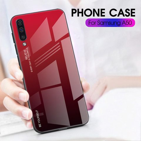 Funda de vidrio templado para teléfono gradiente para Samsung Galaxy A50 A70 A51 A71 funda para Samsung A50 A 50 Fundas Coque SM A70 contraportada ► Foto 1/6