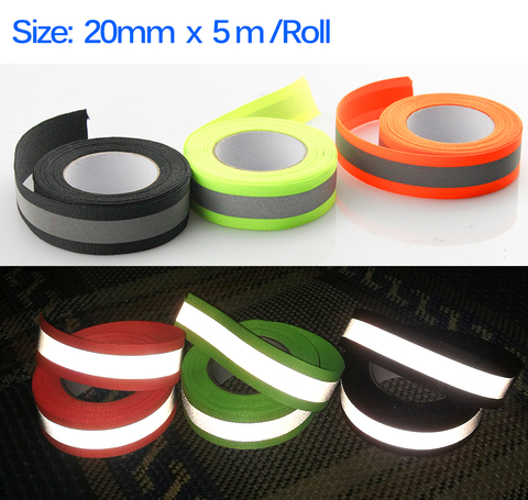 Cinta reflectante de tela, cinta de color reflectiva de 20mm x 10mm(W) para coser (5 metros/lote) ► Foto 1/6