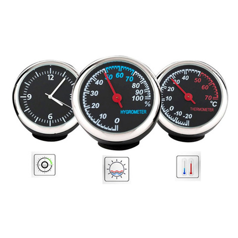 Reloj Digital de forma redonda para automóvil, Reloj Automático/termómetro/higrómetro, decoración Interior de coche, adorno, estilismo para coche ► Foto 1/6