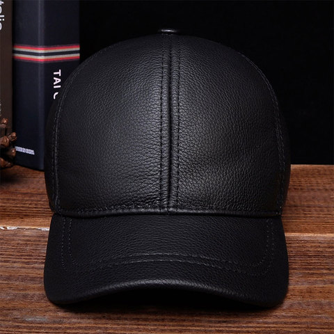 HL130 2022 sombrero de Gorra de béisbol de cuero auténtico para hombre nuevo estilo primavera nuevo estilo invierno ruso cálido uno gorros con pelo ► Foto 1/6