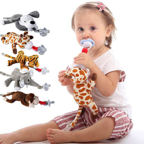 Bebé niño niña chupete Clip de cadena de peluche Animal juguetes chupete soporte de pezones (no incluye chupete) 0-1 año ► Foto 1/6