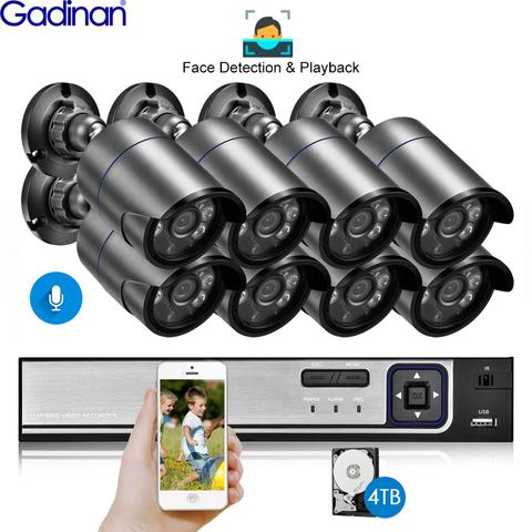 Gadinan 8CH 5MP HDMI NVR POE Kit CCTV sistema de detección de la cara de reproducción 5.0MP al aire libre grabación de Audio IP cámara Video vigilancia Set ► Foto 1/6