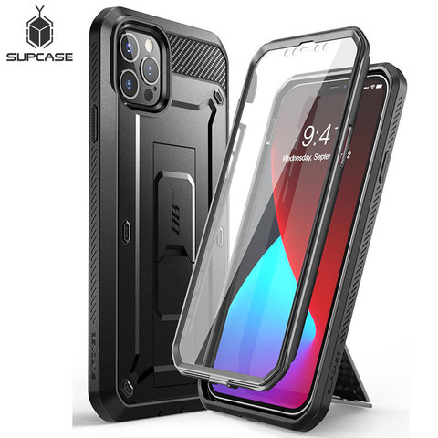 SUPCASE-funda rígida de cuerpo completo con Protector de pantalla incorporado y soporte para teléfono móvil iPhone 12 Pro Max, 6,7 