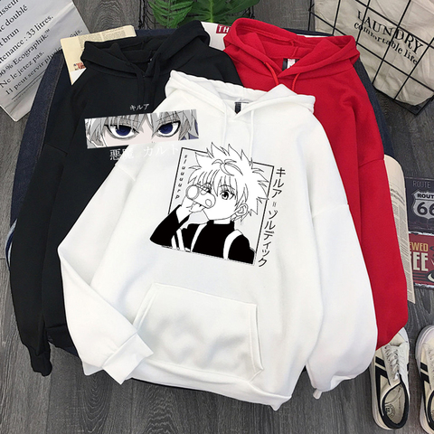 Sudadera con capucha de Hunter X de Anime japonés Kawaii para hombre, divertida Sudadera con capucha de dibujos animados Hisoka Morow Graphic Harajuku, Tops Killua, sudaderas para hombre ► Foto 1/6