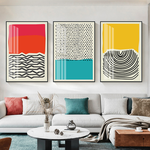 Moderno multicolor rojo azul geométrico abstracto cuadro sobre lienzo para pared imagen póster e impresión galería sala de estar decoración del hogar ► Foto 1/6