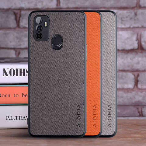 Para OPPO A53 A32 coque de textiles de cuero skin de TPU blando dura del teléfono de la PC de la cubierta para OPPO a53 a32 caso funda capa ► Foto 1/6