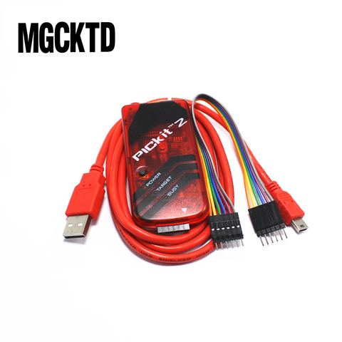 PICKIT2-programador PIC Kit2, simulador PICKit 2, Emluator, Color rojo, con cable USB, cable Dupond ► Foto 1/3