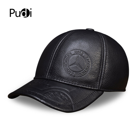 HL023 de primavera de los hombres de cuero genuino de la gorra de béisbol sombrero de alta calidad de cuero real de los hombres adultos sólido ajustable snapback earsflap sombreros ► Foto 1/6