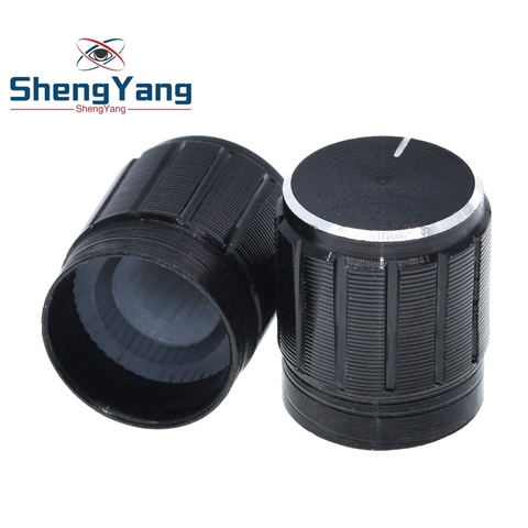 ShengYang-perilla de potenciómetro de aleación de aluminio, interruptor rotativo, perilla de control de volumen, color negro, 15x17mm, 10 Uds. ► Foto 1/6