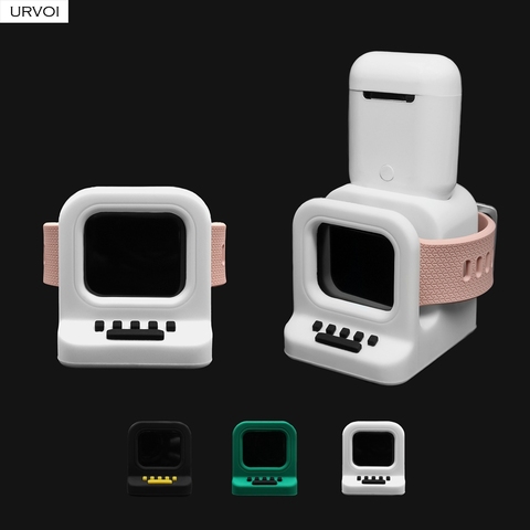 URVOI soporte de silicona para Soporte para reloj apple WatchOS guardián 2 en 1 casa muelle de carga para iWatch classic MAC diseño para los airpods ► Foto 1/6