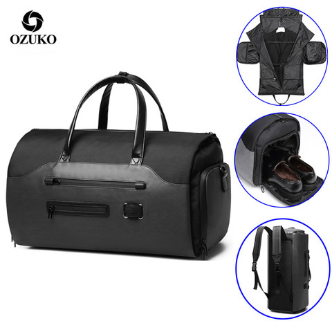 OZUKO-Bolso de viaje multifunción para hombre, bolsa de viaje masculina de gran capacidad, resistente al agua, con bolsillo para zapatos ► Foto 1/6