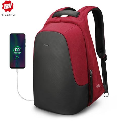 Tigernu-mochila informal antirrobo para hombre y mujer, bolso de viaje de alta calidad resistente al agua con carga USB, para ordenador portátil de 15,6 pulgadas ► Foto 1/6