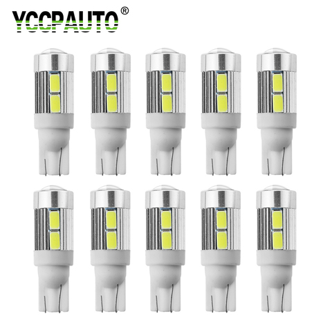 YCCPAUTO 10 Uds T10 LED blanco Azul Rojo amarillo bombillas 5630 10-SMD 194 168 W5W LED de distancia de seguridad para coche luces de estacionamiento posición lámpara 12V ► Foto 1/5