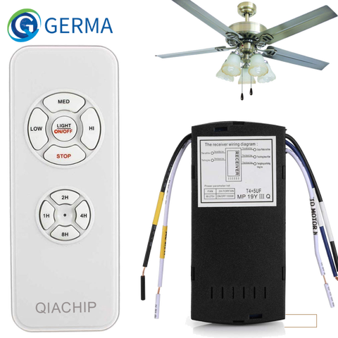 GERMA-Lámpara de ventilador de techo Universal, Kit de Control remoto AC 110-240V, interruptor de Control de temporizador, receptor transmisor de velocidad de viento ajustado ► Foto 1/6