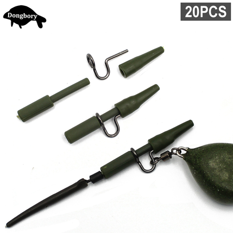 20 piezas accesorios de pesca de carpa, Clips de plomo de seguridad resistentes con mangas traseras, Kit de Clips de plomo de cambio rápido, aparejo de carpa ► Foto 1/6