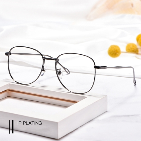 Montura de gafas de aleación para hombre y mujer, montura Retro redonda y grande, montura de gafas poligonales, gafas de óptica para miopía 8705 ► Foto 1/5