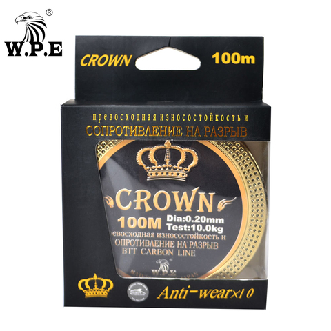 Marca W. p. e corona 100 m 100% línea de pesca de revestimiento de fluorocarbono 0,20mm-0,60mm 10 KG-41 KG aparejos de pesca de fibra de carbono para pesca de carpa ► Foto 1/6