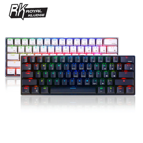 Teclado mecánico para jugar Royal Kludge RK61 ergonómico bluetooth con cable Dual Mode 60% RGB Light para ordenador portátil o teléfonos móviles ► Foto 1/6