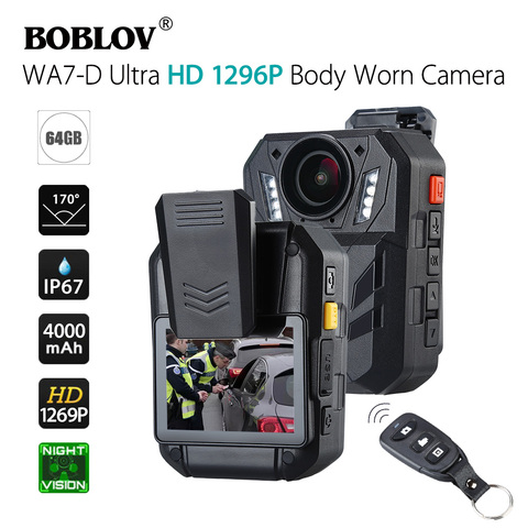 BOBLOV-cámara corporal portátil de 32 GB/64 GB Ambarella A7, 32MP, HD, 1296P, grabadora de vídeo de seguridad, batería de 4000mAh con Control remoto, WA7-D ► Foto 1/6