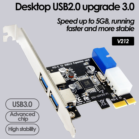 UTHAI V212 interfaz Dual USB3.0 Añadir en la tarjeta de transmisión de alta velocidad PCI-E a USB3.0 tarjeta de expansión del adaptador del componente de la computadora ► Foto 1/2