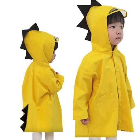 Chubasquero Impermeable de dinosaurio para bebé, Poncho Impermeable para exteriores, chaqueta de lluvia amarilla ► Foto 1/6