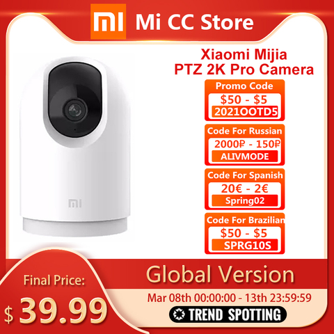 Xiaomi-cámara Mijia PTZ 2K Pro, intercomunicador bidireccional de seguridad para el hogar con 360 ángulos, 1296p, HD, bluetooth, Monitor de bebé ► Foto 1/6