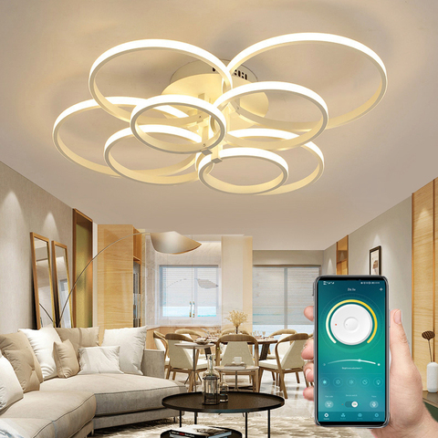 Lámpara de techo Led moderna para sala de estar, luz de techo controlada por teléfono y Control remoto, iluminación interior ► Foto 1/6