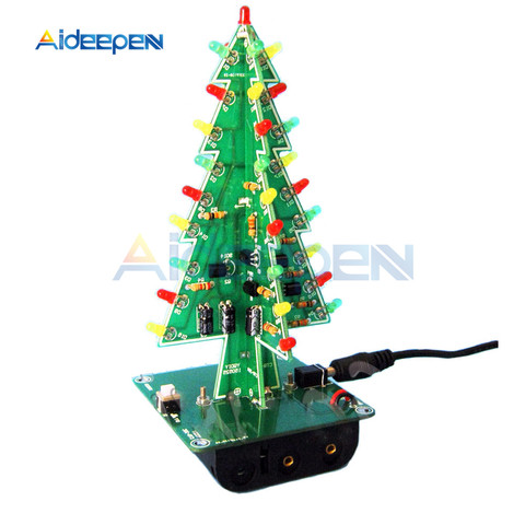 Kit con luz LED DIY tridimensional de árbol de Navidad 3D, 3 colores, rojo/Verde/amarillo, Kit de circuito Flash LED, paquete de electrónica, decoración de vacaciones ► Foto 1/6