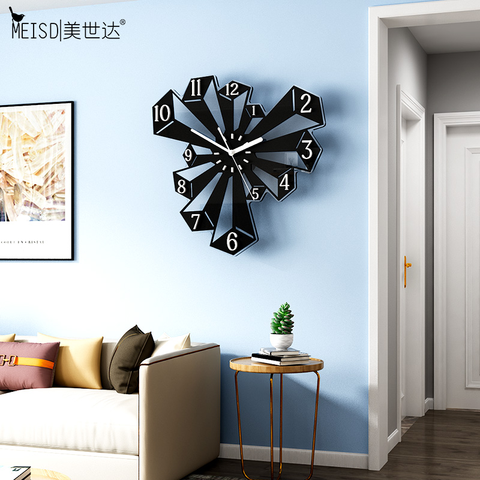 MEISD-reloj grande de diseño moderno, creativo, arte de pared, cuarzo, silencioso, negro, colgante, decoración del hogar, Envío Gratis ► Foto 1/6