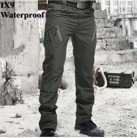 Pantalones tácticos militares de ciudad IX9 para hombre, pantalones de combate SWAT, informales, para acampar al aire libre, Cargo, impermeables ► Foto 1/6