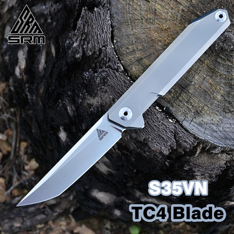 SANRENMU-cuchillo plegable de bolsillo SRM 1161-TZ, hoja S35VN, TC4, rodamiento de bolas, herramienta de supervivencia para acampada al aire libre, cuchillos EDC, nuevo ► Foto 1/6