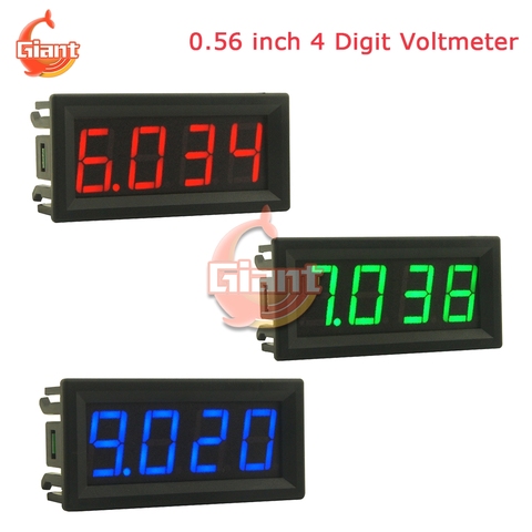 Voltímetro de pantalla Digital para coche, voltímetro de pantalla LED de 0,56 pulgadas, cc 0-100V, Mini 4 Bits, Panel de Monitor, color rojo, verde y azul ► Foto 1/6