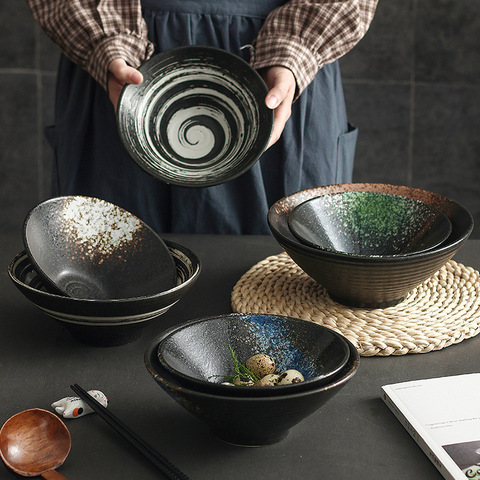 LingAo-cuenco de cerámica para restaurante, cuenco de fideos japoneses, Ramen, tazón de sopa, cuenco para restaurante creativo individual ► Foto 1/5