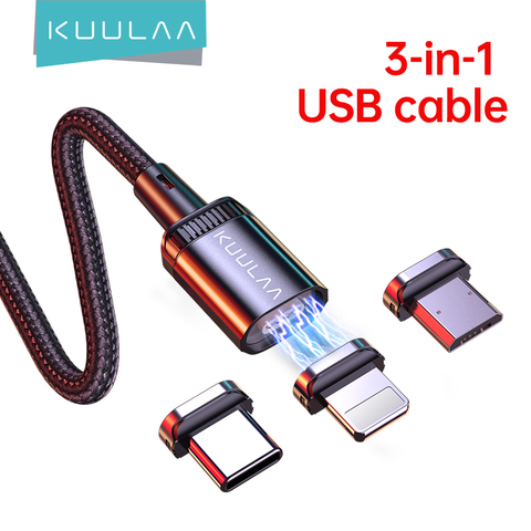 KUULAA-Cable de carga magnética para móvil, Cable Micro USB tipo C de carga rápida, sincronización de datos magnética, Cable de teléfono para iPhone ► Foto 1/6