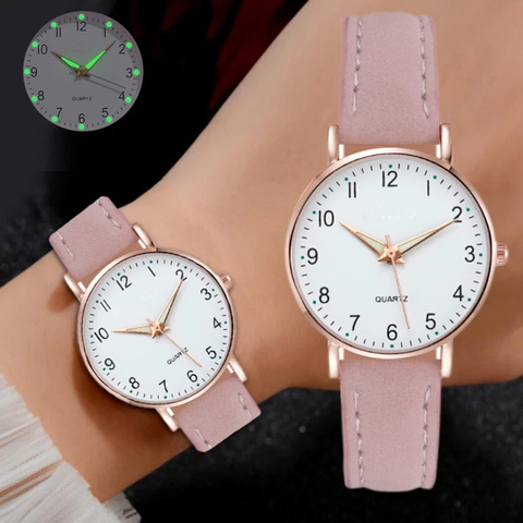 Reloj de pulsera con correa de cuero para mujer, nuevo accesorio informal a la moda, sencillo, caja de Reloj de cuarzo, 2022 ► Foto 1/6