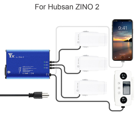 5 En 1 cargador de batería inteligente rápido Dual de carga USB Hub de la UE nos UK AU enchufe adaptador de dispositivo para Hubsan ZINO Drone 2 accesorios ► Foto 1/6