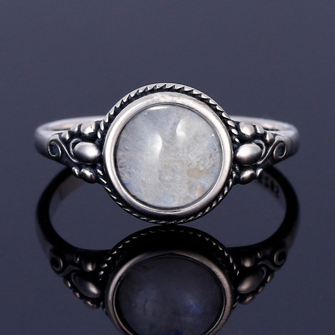 Nasiya-anillos de piedra lunar para mujer, joyería de plata de ley 925, piedra lunar, vida diaria, aniversario de boda, regalos de compromiso ► Foto 1/6