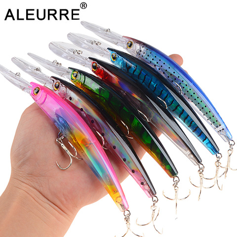 1 Uds Minnow plástico duro señuelo de pesca 24g/17cm gran cebo Artificial tipo Crankbait Peche Bass Trolling Pike cebos para carpa Accesorios ► Foto 1/6