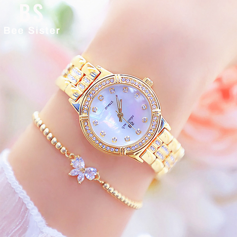 Reloj de marca de lujo para mujer, pulsera de cristal de diamante de oro rosa a la moda para mujer, relojes de pulsera de diamantes de imitación para mujer, Bayan Kol Saati 2022 ► Foto 1/6