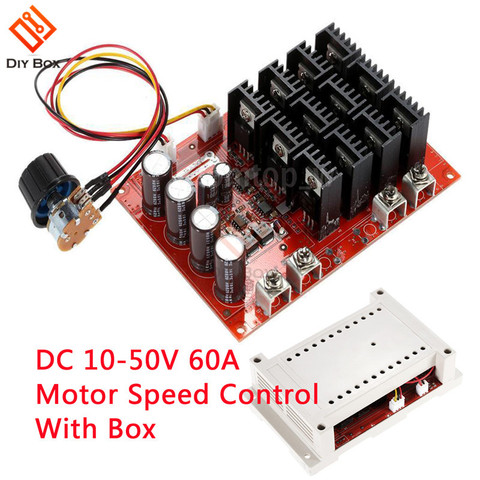 DC 10-50V 60A Control de velocidad del Motor regulador PWM HHO RC controlador 12V 24V 48V 48V 3000W MAX Control de velocidad del Motor con el caso ► Foto 1/6