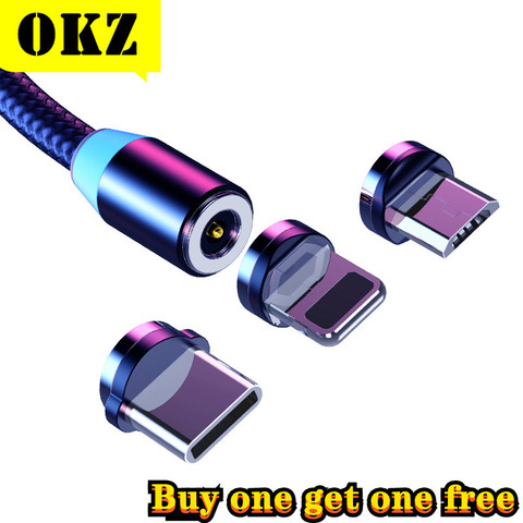 OKZ-Cable magnético de carga rápida para móvil, Cable Micro USB tipo C de 2m, cargador para teléfonos Android, iPhone 12, 11 Pro, XS, Max ► Foto 1/6