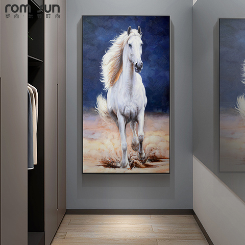 Cartel de caballo blanco de gran tamaño, pintura decorativa de lienzo moderna, Cuadros, decoración del hogar para sala de estar, sin marco ► Foto 1/5