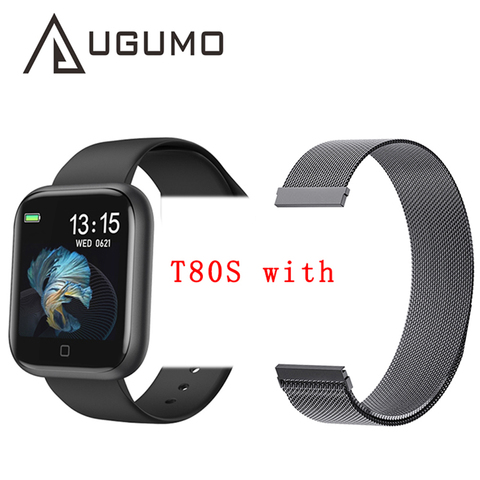 UGUMO-reloj inteligente T80s para hombre y mujer, reloj inteligente deportivo con control del ritmo cardíaco y de la presión sanguínea y de la temperatura corporal ► Foto 1/5