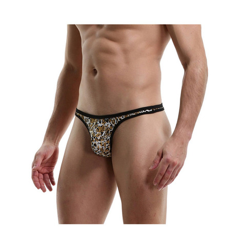 Escritos de los hombres de Tanga bragas ropa interior de leopardo U convexo Ultra-delgada T-cintura baja Sexy calzoncillos ropa interior hombre Tanga breve ► Foto 1/6